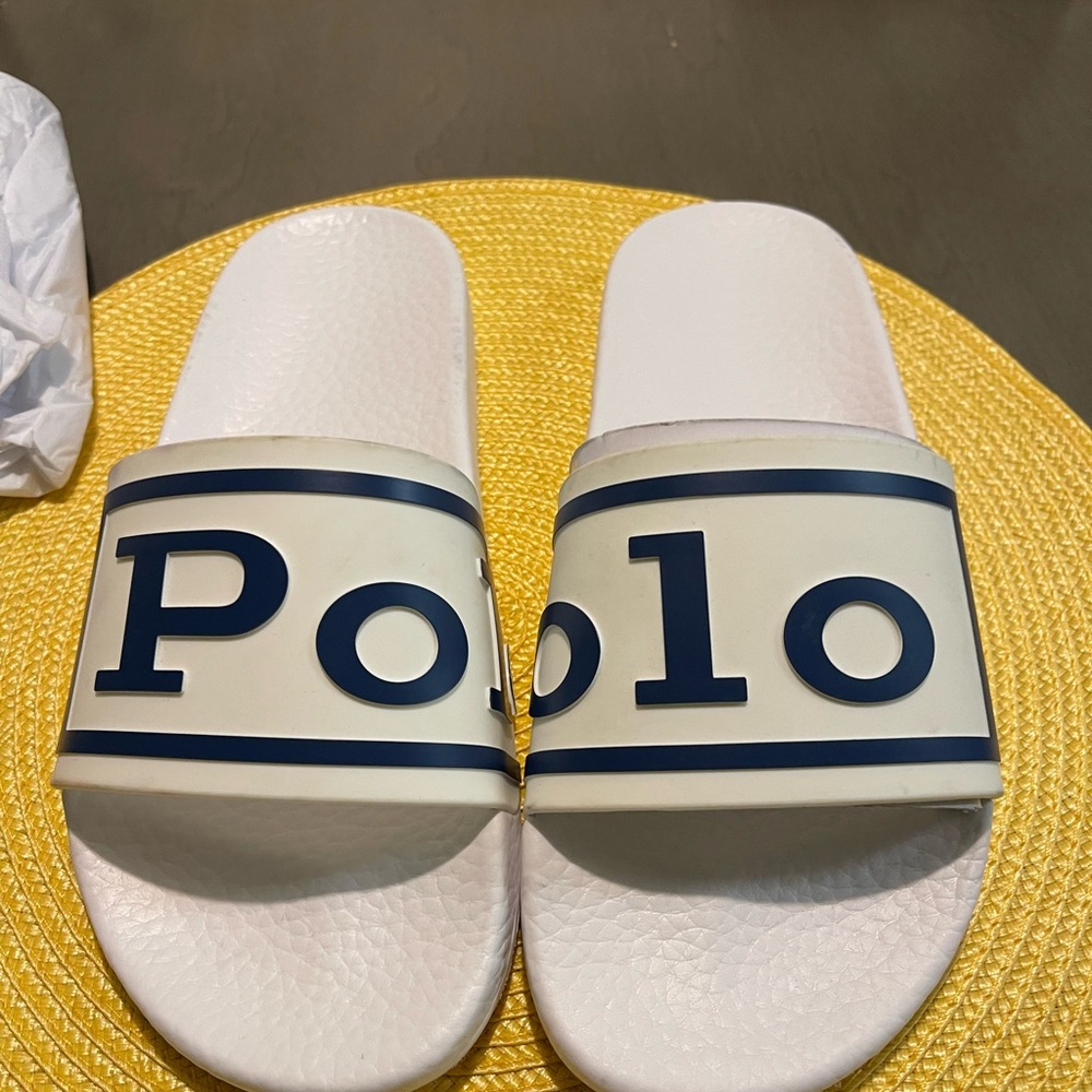 Polo by Ralph Lauren White and Blue Slippers